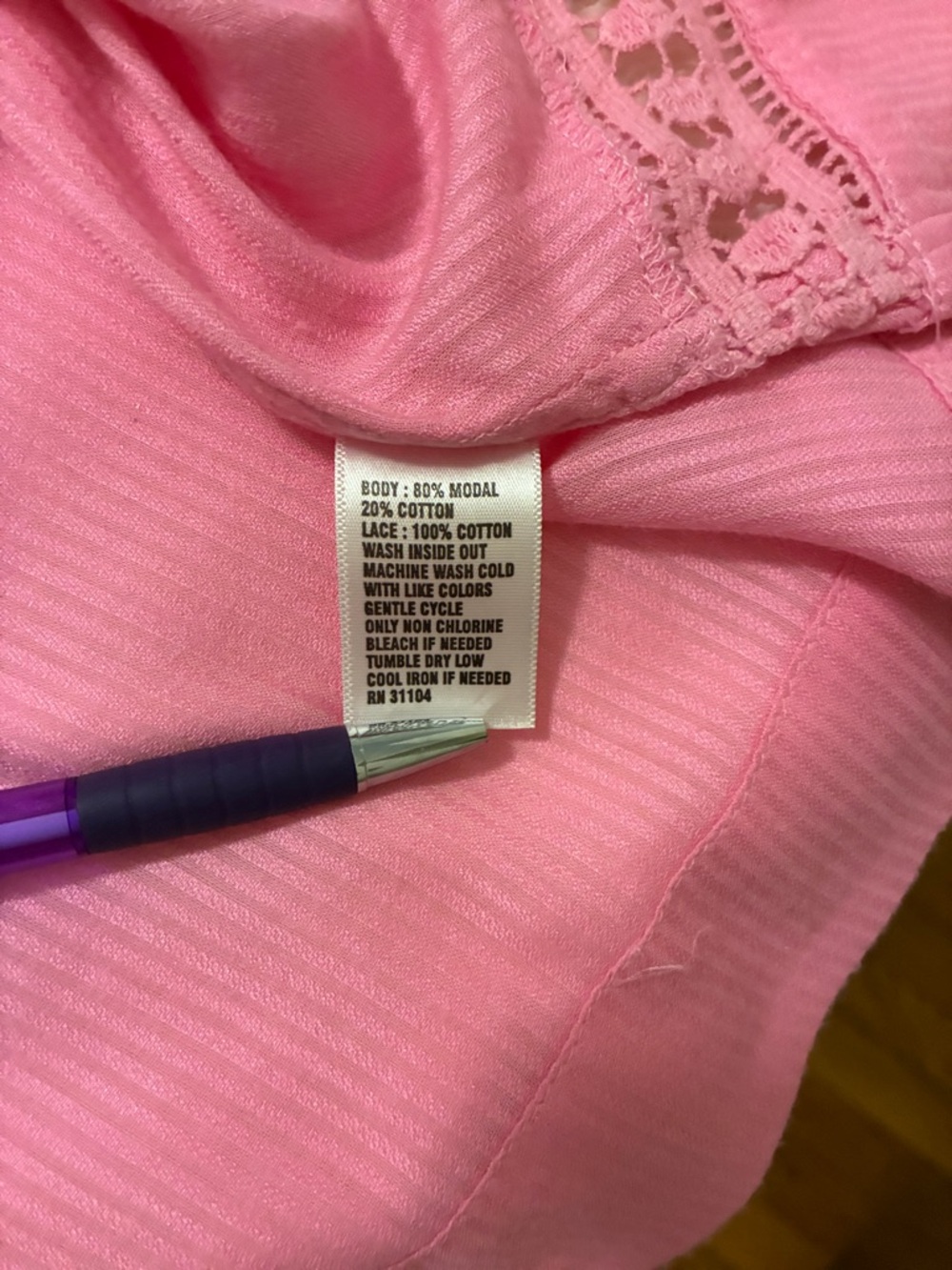 crown & ivy Pink Crochet-Trim Pintuck Peasant Blouse - Picture 6 of 6